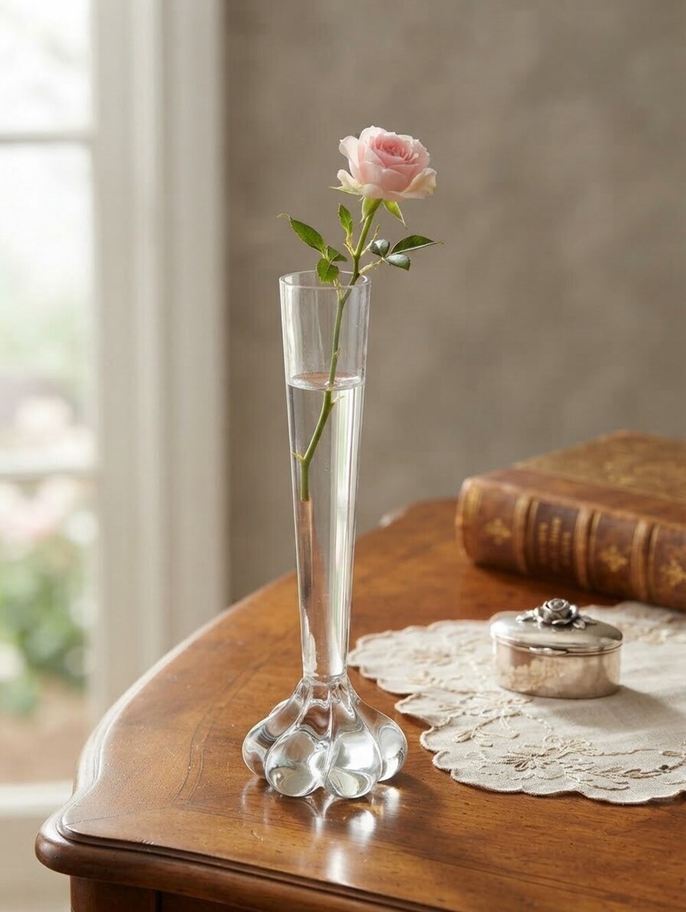 Vintage Clear Glass Bud Vase bulb base